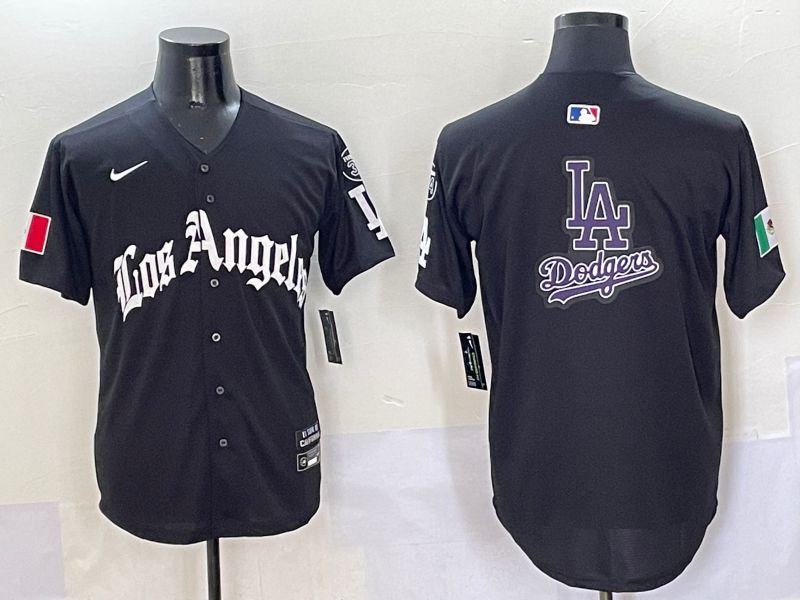 Men Los Angeles Dodgers Blank Black Five generations Joint Name 2025 Nike MLB Jersey style 22